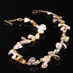 Unique 14-Inch Silvery Gold Pearl Choker Necklace by Aria Jewelry
