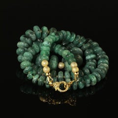 AJD 23 Zoll Halskette abgestufte Rondellen aus Smaragd Matrix  Mai-Geburtsstein