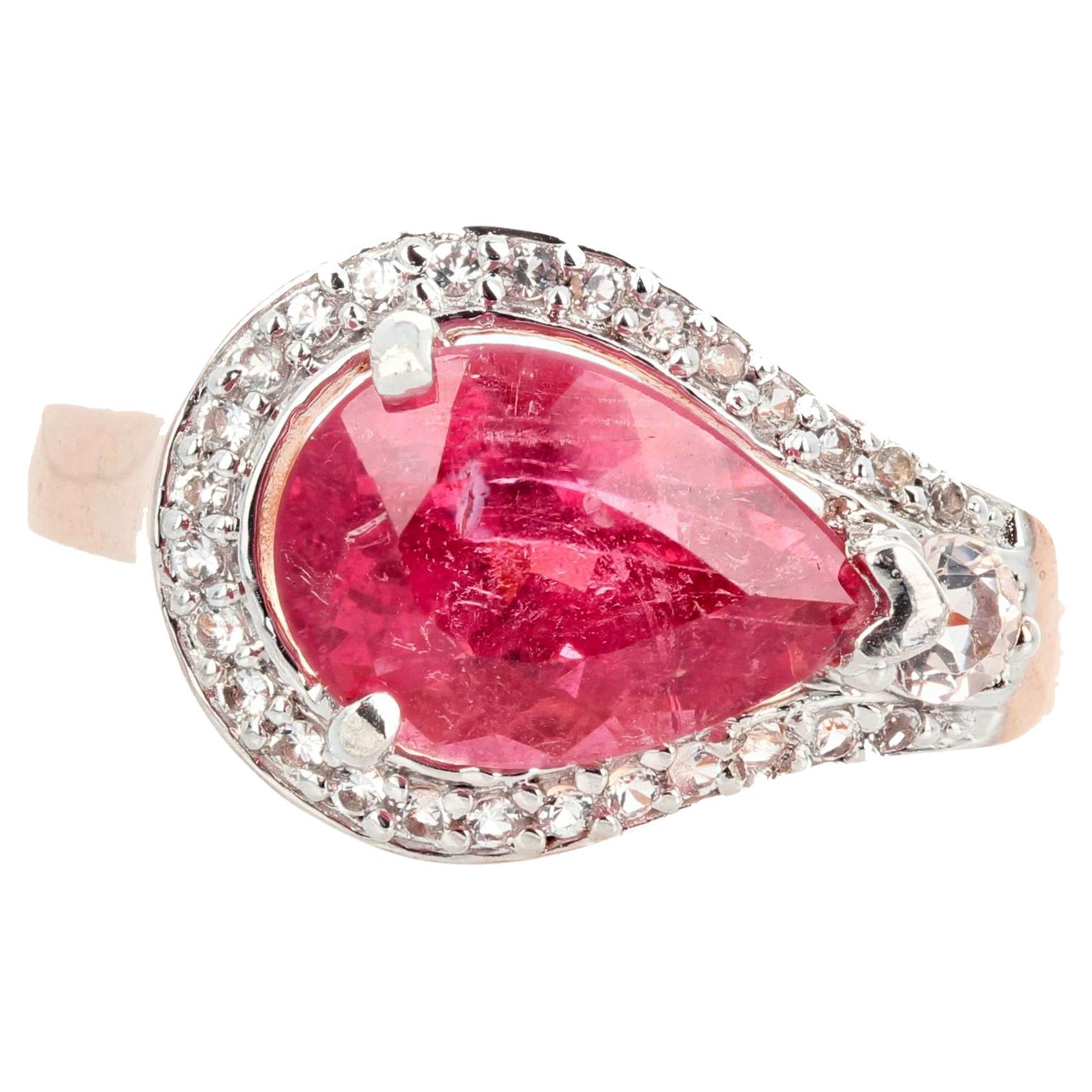 AJD Squisito anello con tormalina e diamante bianco brillante da 2,86 carati