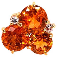 AJD Glittering Pendant of Spessartite Garnet in 18 Karat Yellow Gold