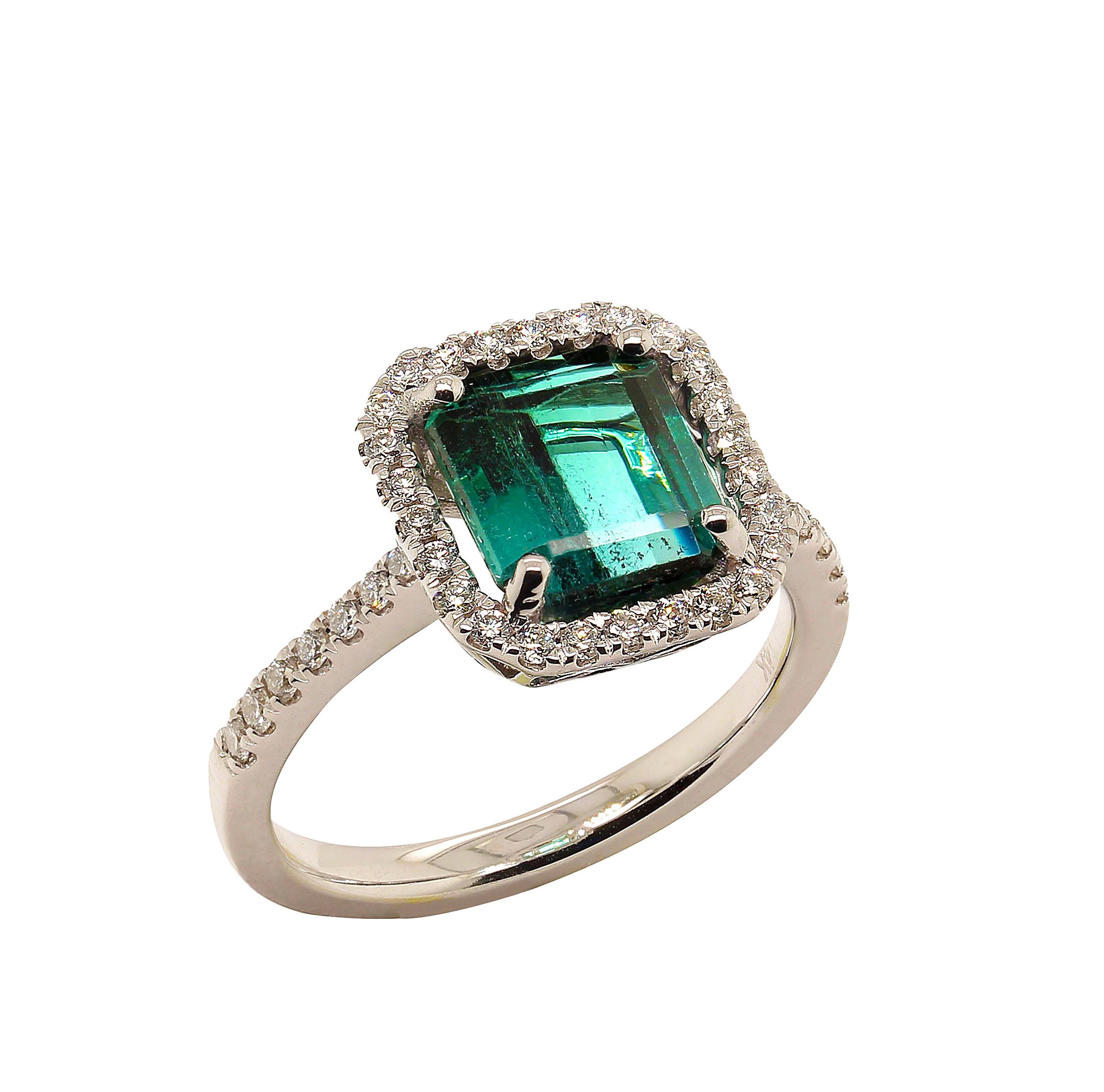 AJD Gorgeous Green Tourmaline and Diamond Dinner Ring For Sale