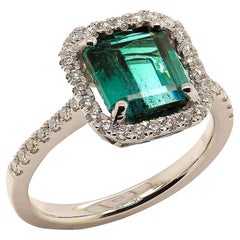 AJD Gorgeous Green Tourmaline and Diamond Dinner Ring