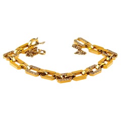 AJD 18 Karat Rich Yellow Gold Diamond Square Link Bracelet
