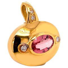 AJD 18K Gold Pendant with Pink Tourmaline and Diamonds