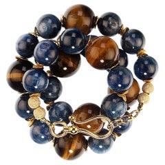 AJD Collana distintiva da 20 pollici di occhio di tigre naturale e kyanite blu