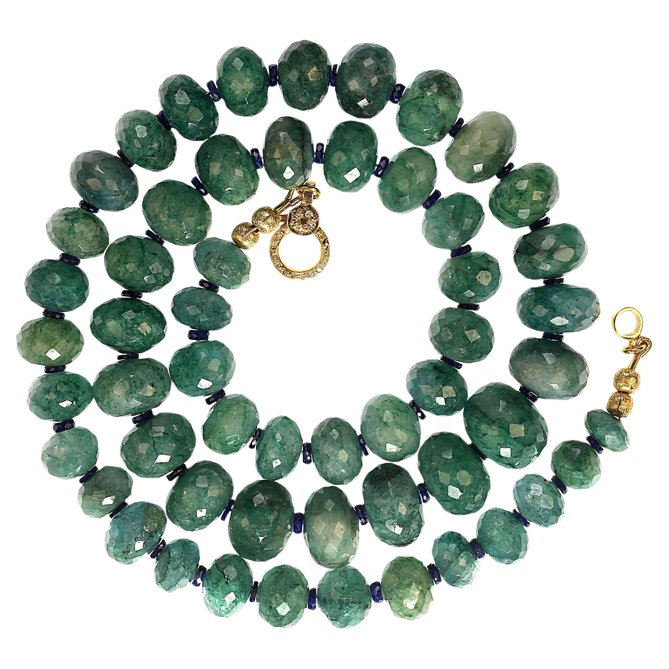 AJD 23 Inch Necklace Graduated Rondelles of Emerald Matrix  May Birthstone