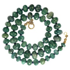 AJD 23 Inch Necklace Graduated Rondelles of Emerald Matrix  May Birthstone