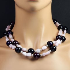 AJD Collana elegante con ametista e kunzite a doppio filo da 20 pollici