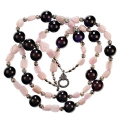AJD Elegante doppelreihige 20 Zoll Halskette mit Amethyst und Kunzit, Amethyst & Kunzit