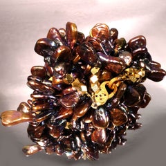 AJD Double Strand of Bronzy Pearl Necklace  Goldy Accents 21 Inches  Great Gift