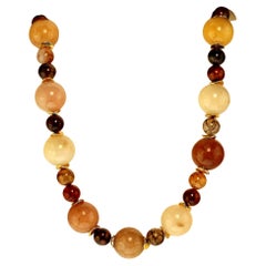 AJD Collar Elegante de Jade y Jaspe en Telaraña de 22 Pulgadas