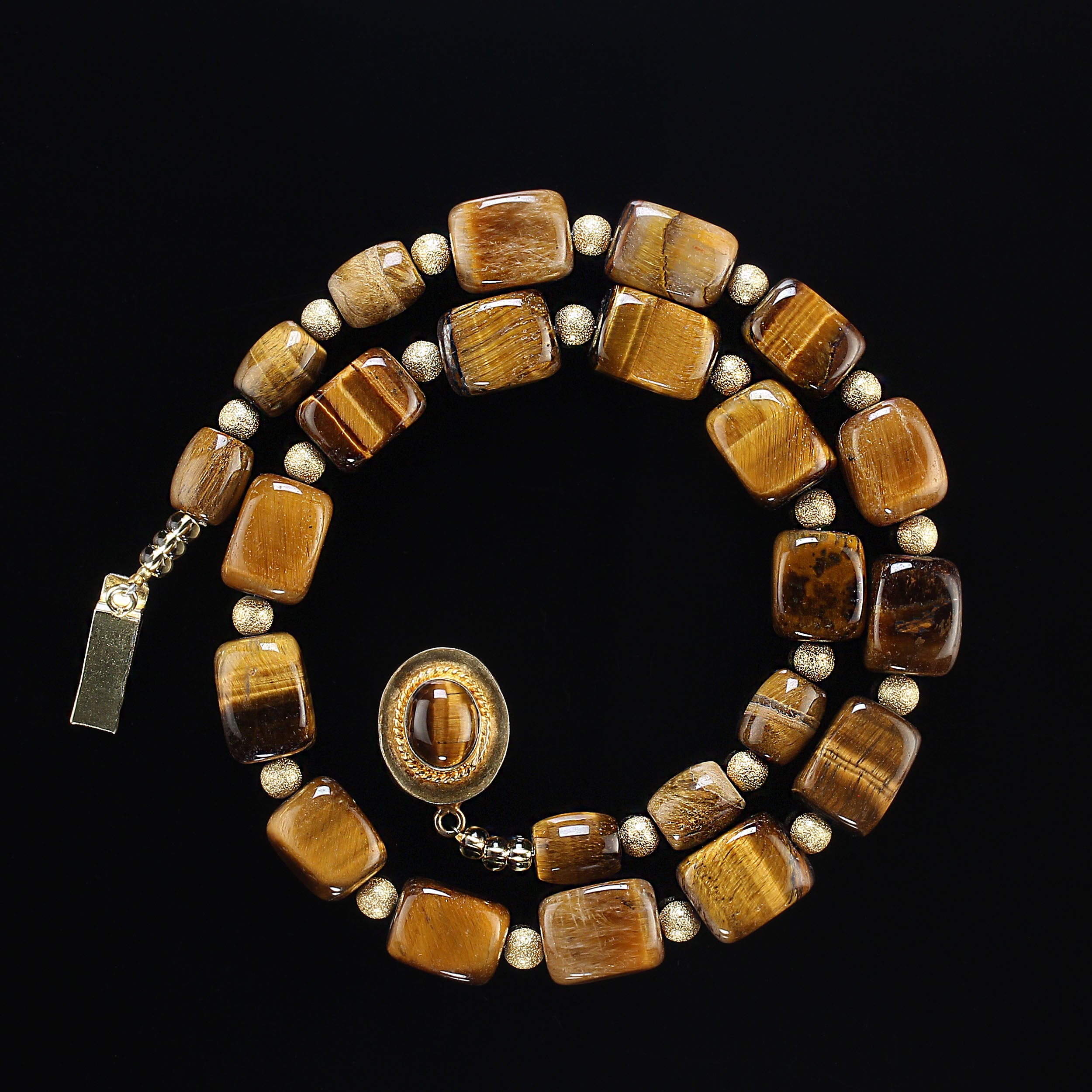 AJD 20 Inch Lustrous Tiger's Eye Cube Necklace For Sale