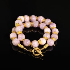 Used AJD Pink Kunzite with Goldy Accents 16 Inch Necklace