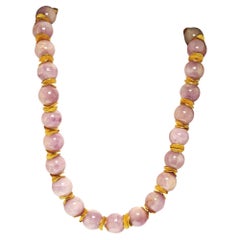 AJD Collana da 16 pollici con Kunzite rosa e accenti dorati