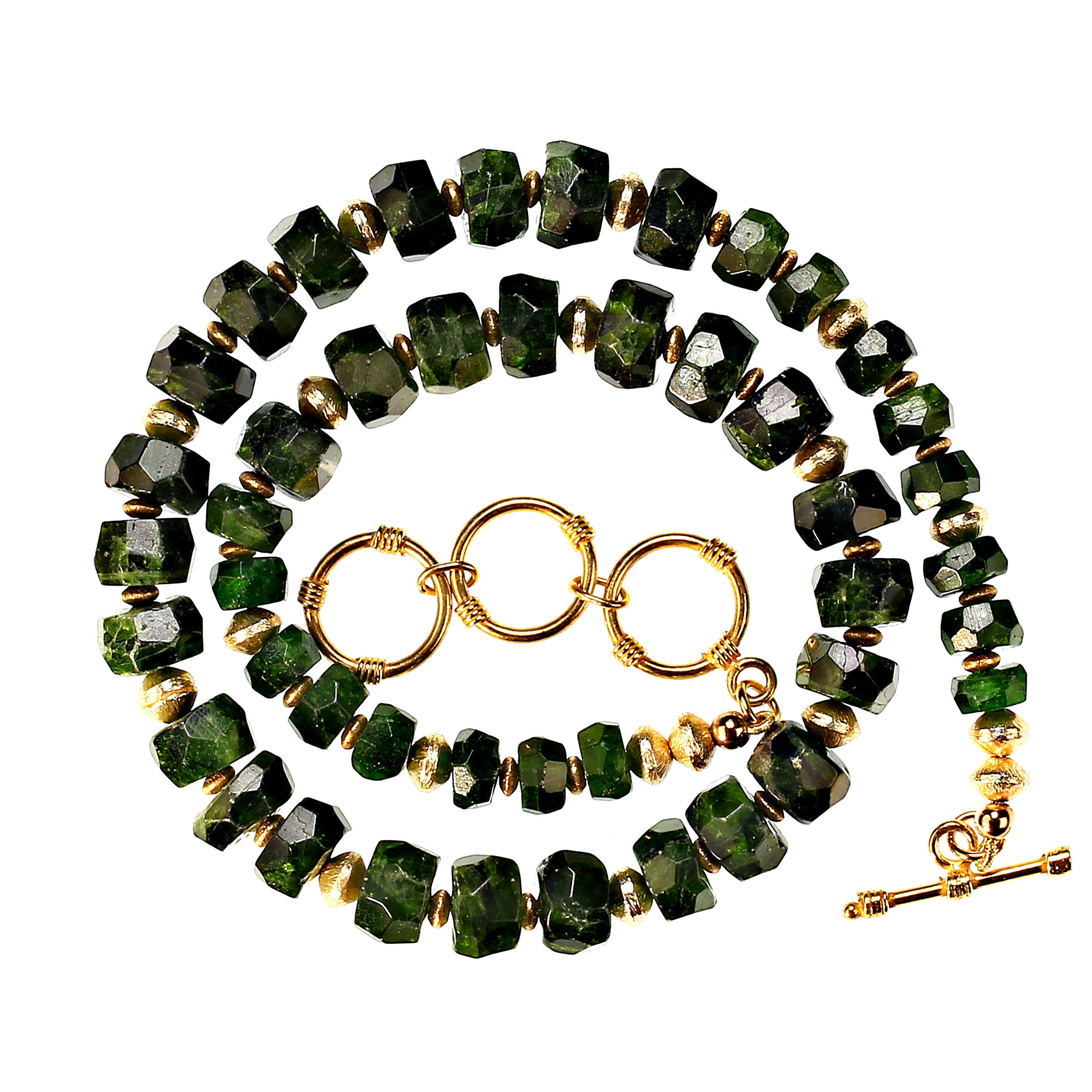 AJD 17 pollici  Collana di diopside di cromo verde sfaccettato