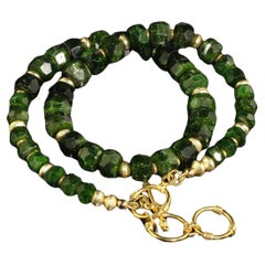 AJD 17 Inch  Faceted Rondelles of Green Chrome Diopside Necklace