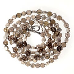 AJD Collana in argento e quarzo sfaccettato scintillante a tre fili da 19 pollici