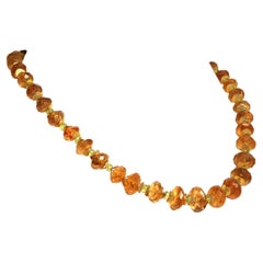AJD Faceted Citrine Rondelles with Peridot and Gold Necklace