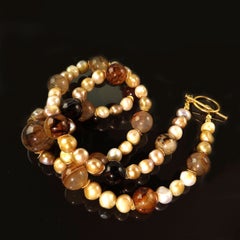 AJD 28 Inch Spiderweb Jasper and Pearl Necklace  Great Gift!