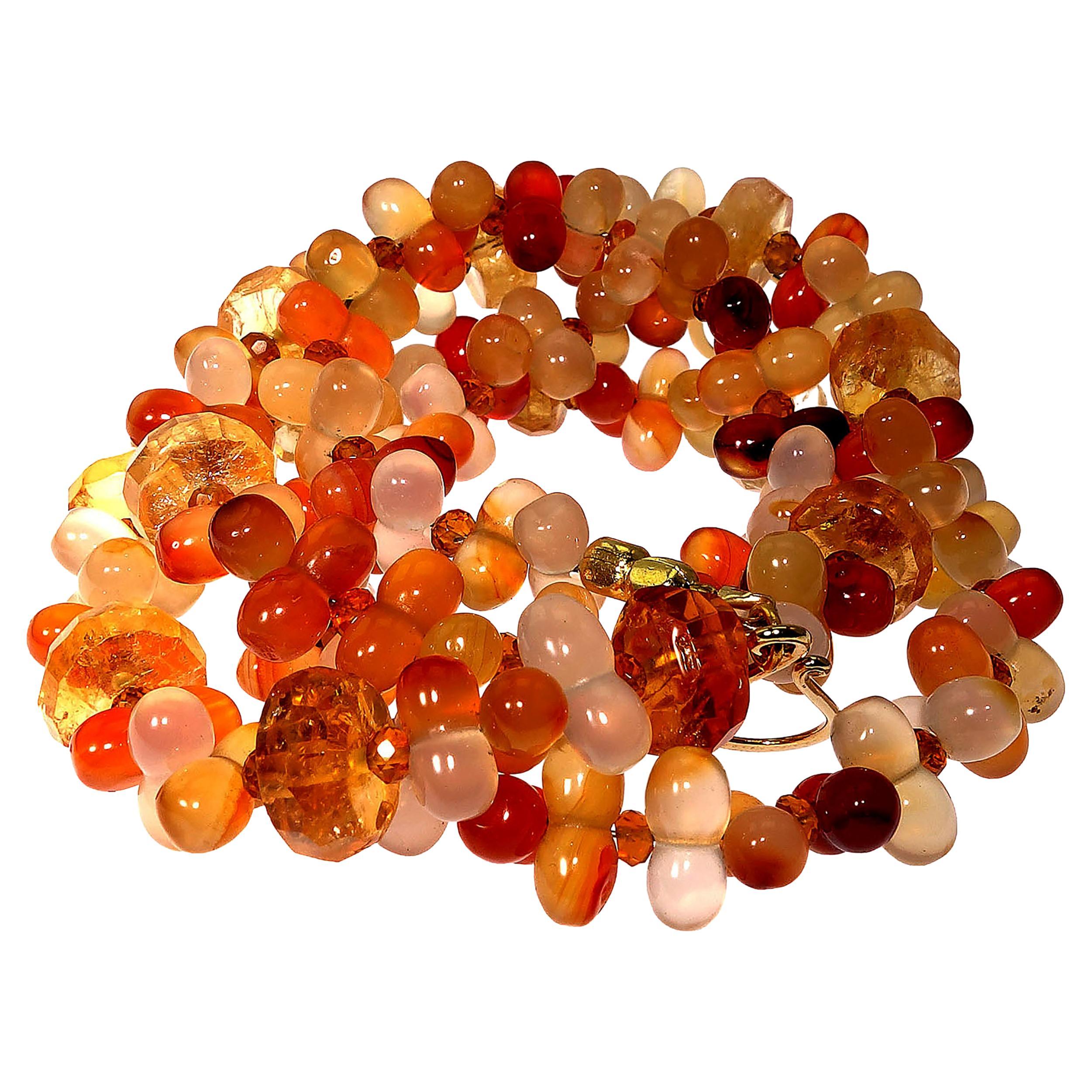 AJD Fall Tone Multi-Color Agate and Citrine 25 Inch Necklace