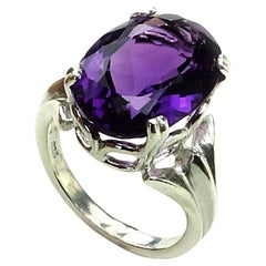 Gemjunky Oval Amethyst in Sterling Silver Ring February Birthstone