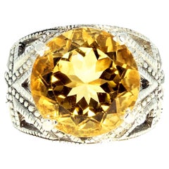 AJD Glittering Brilliant GORGEOUS 9.1 Ct. Yellow Citrine Sterling Silver Ring