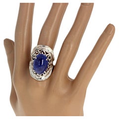 AJD Wunderschöne natürliche HUGE BIG Blue 17,63 Ct. Tansanit Sterlingsilber-Ring