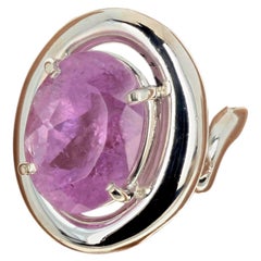 Intensely Pink Natural Real 9.76 Ct. Kunzite Dramatic Sterling Silver Ring