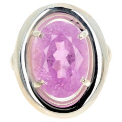 Intensely Pink Natural Real 9.76 Ct. Kunzite Dramatic Sterling Silver Ring