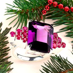 AJD Bold and Exciting Amethyst and Ruby Dinner Ring     February Birthstone