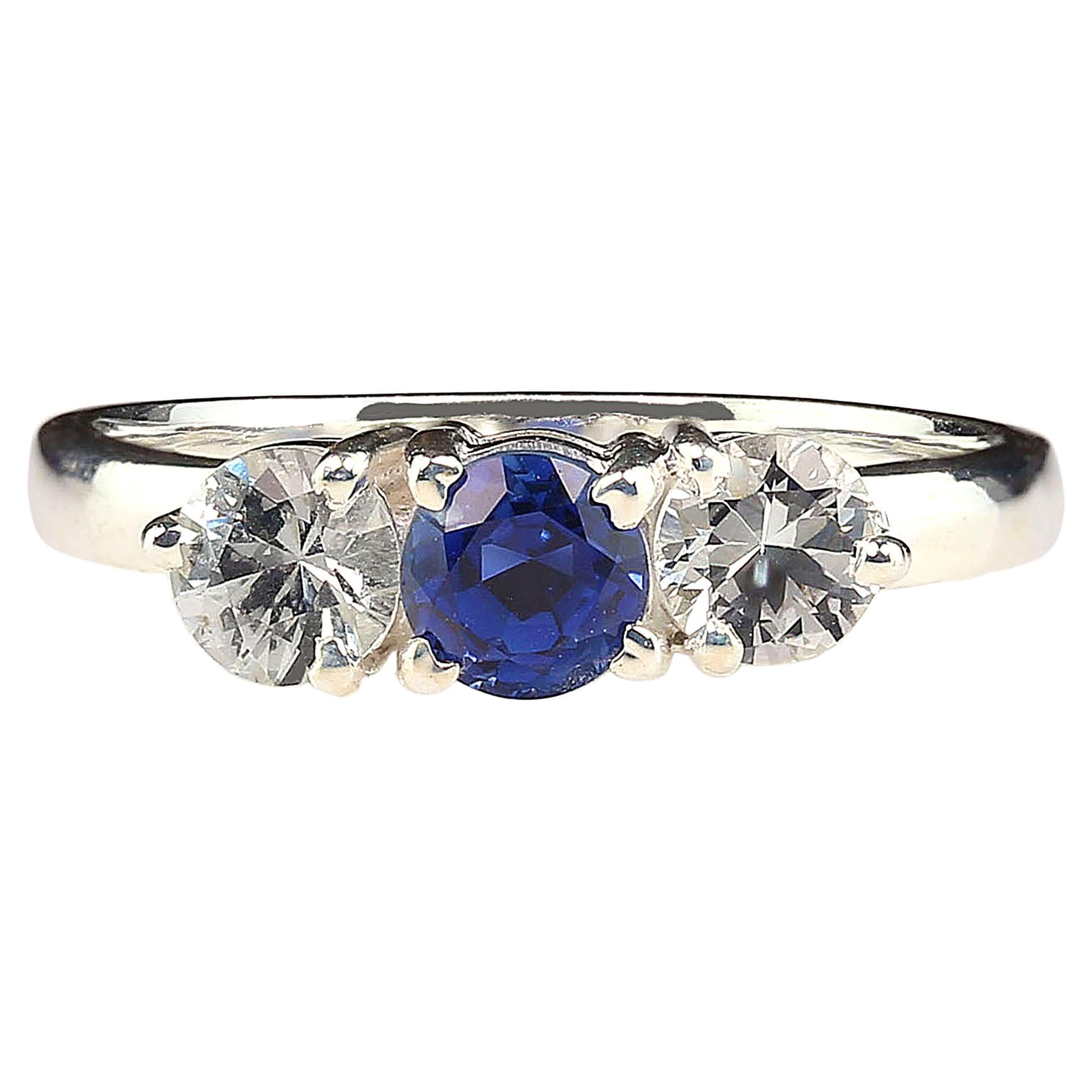 AJD Sparkling Classic Blue and White Sapphire Ring