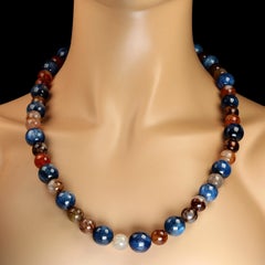 AJD 25 Inch Kyanite and Spiderweb Jasper Necklace