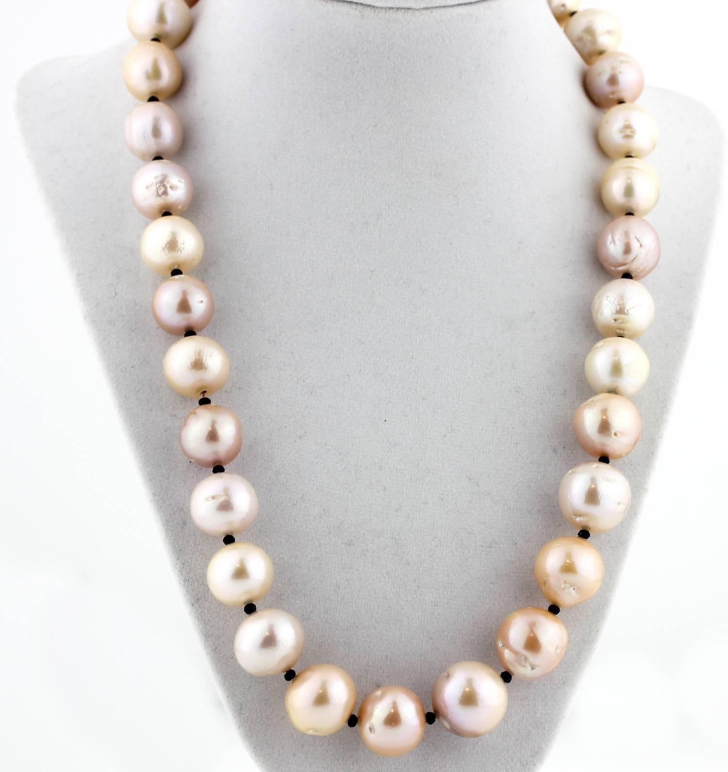 Tahitian Cultured Champagne Tone Pearl Necklace In Excellent Condition In Raleigh, NC