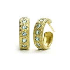 Engraved Apatite Gold Hoop Earrings 2