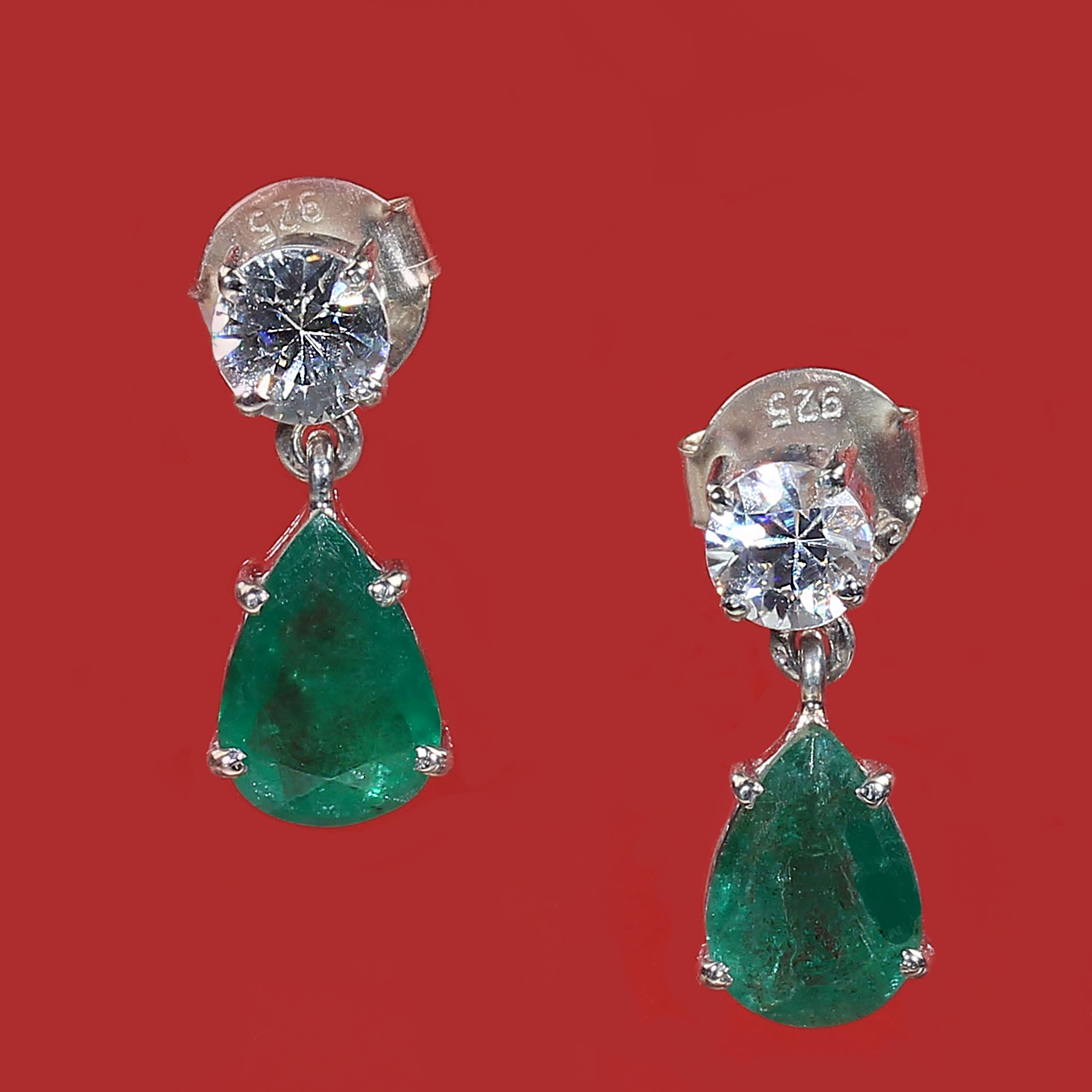 Orecchini AJD con smeraldo e zircone reale