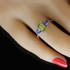 Used AJD Peridot and Tanzanite Sterling Silver Ring