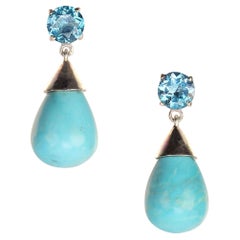 AJD Sleeping Beauty and Apatite Dangle Earrings