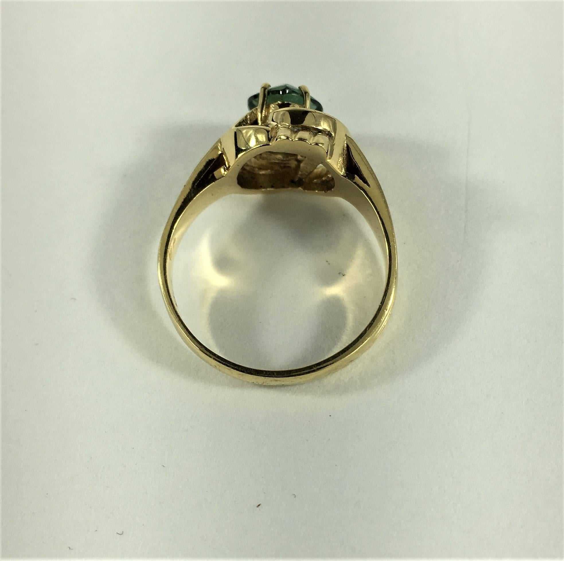 Pear Shape Green Tourmaline Set in Handmade 18kt Gold Ring 1