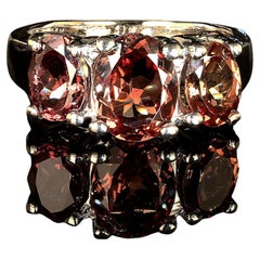 3 Stone Color Shift Garnet Ring in 14K White Gold Setting  January Birthstone
