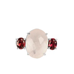 Anello in argento con quarzo rosa e granato AJD  Grande regalo!