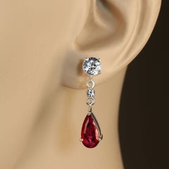AJD Elegant Rubelite and Genuine Zircon Dangle Earrings