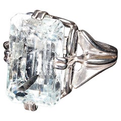AJD Emerald Cut Light Green Beryl in Sterling Silver Ring Great Gift!