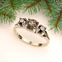 AJD Salt and Pepper Diamond and Black Diamond Ring