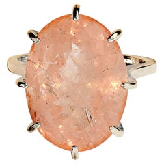 AJD 13.98 Carat Oval Pink Morganite in Sterling Silver Ring  Great Gift