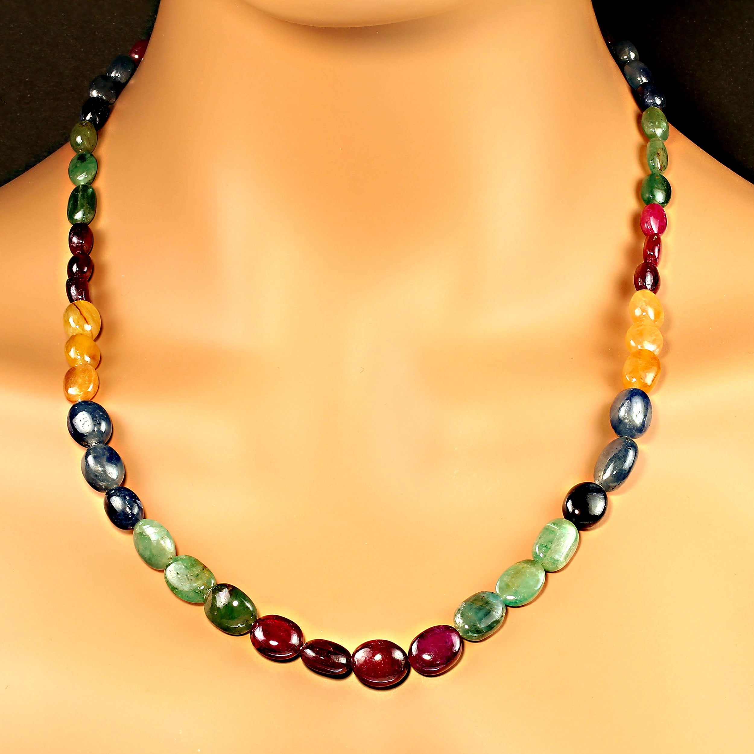AJD 19 Inch Multi Color Beaded Sapphire Necklace   Great Gift!