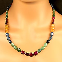 AJD - Collier de saphirs perlés multicolores de 19 pouces   Excellent cadeau !