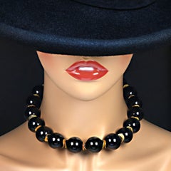 Retro AJD Elegant 17 Inch Black Onyx Choker Necklace    Gift Idea!