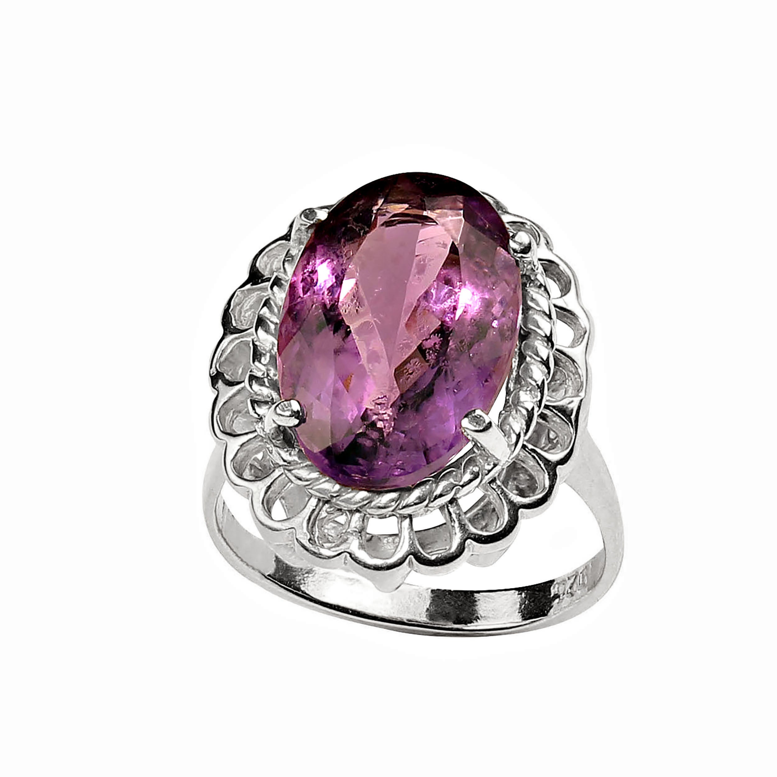 AJD Oval Amethyst in Sterling Silver Ring February Birthstone