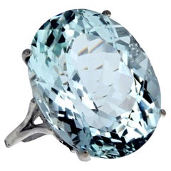 Antique AJD Beyond Magnificent Brilliant Natural 25.3Ct, Intense Blue Aquamarine Ring