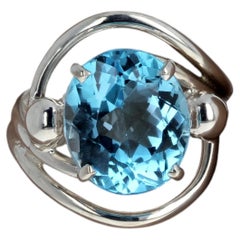 Magnificent Brilliant Natural Real Blue Topaz 10.25 Carats Ring